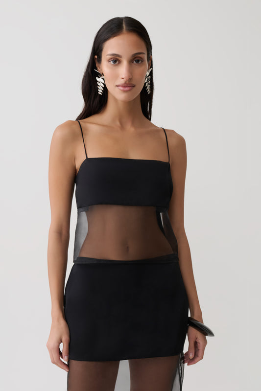 Claudia Sheer Sleeveless Top - Black