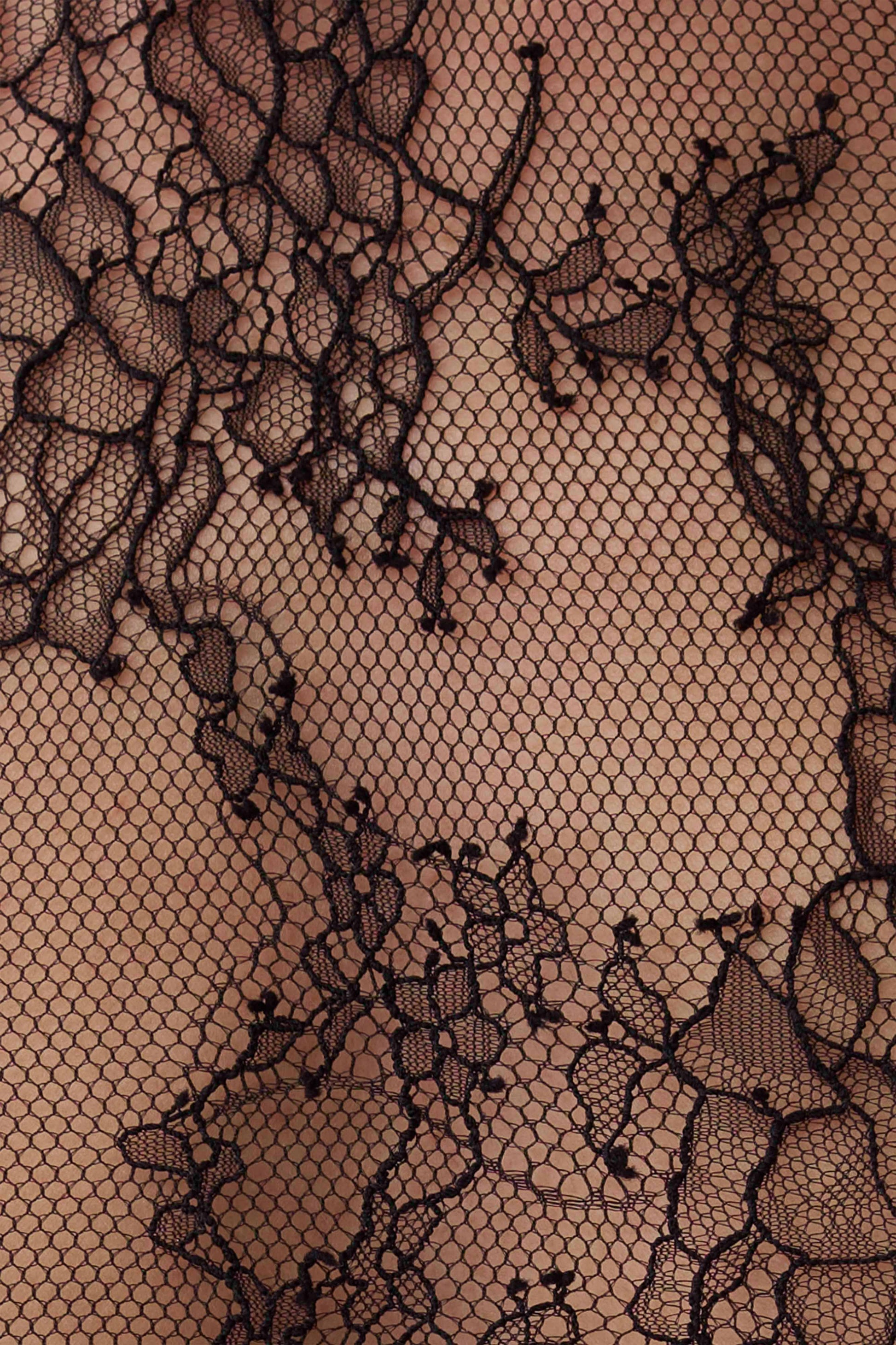 Alizette High Neck Long Sleeve Lace Top - Black #7