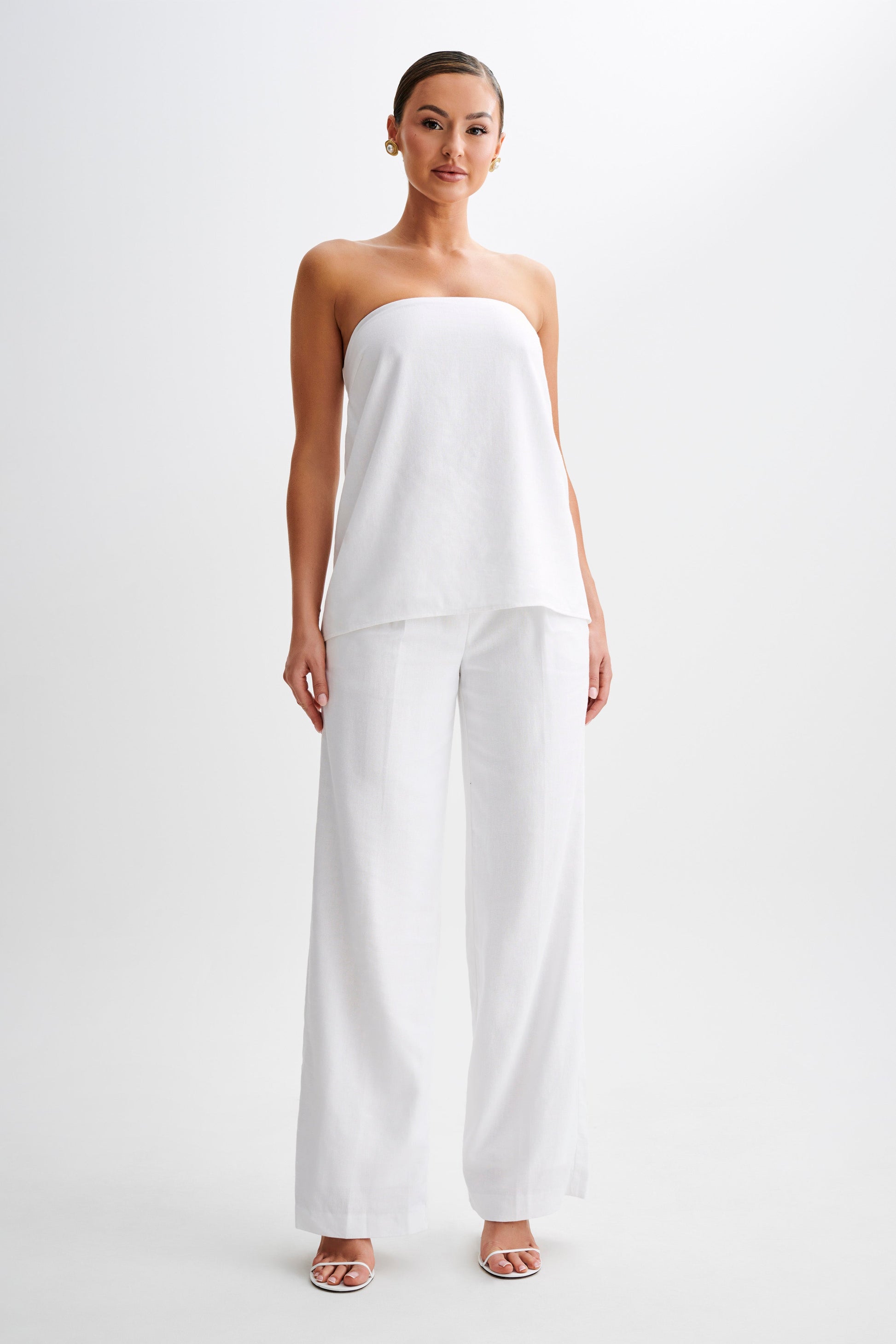 Adrina Straight Leg Linen Pant - White #5