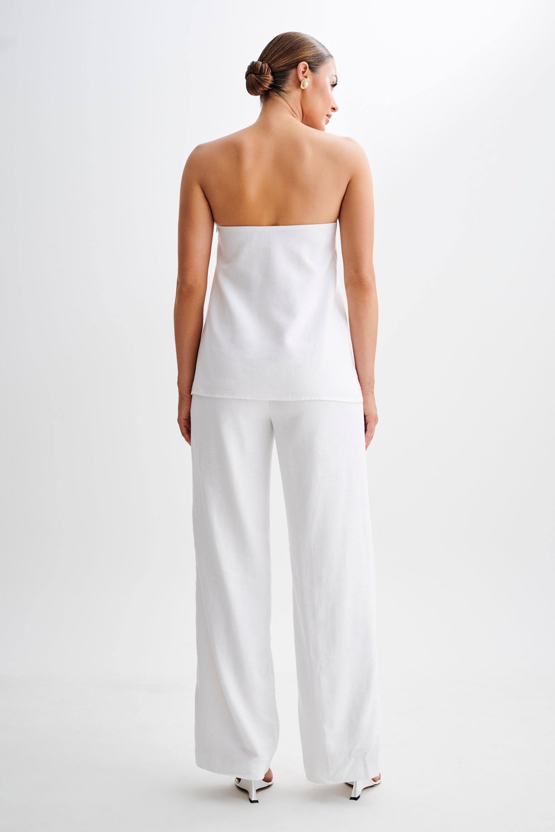 Adrina Straight Leg Linen Pant - White #7