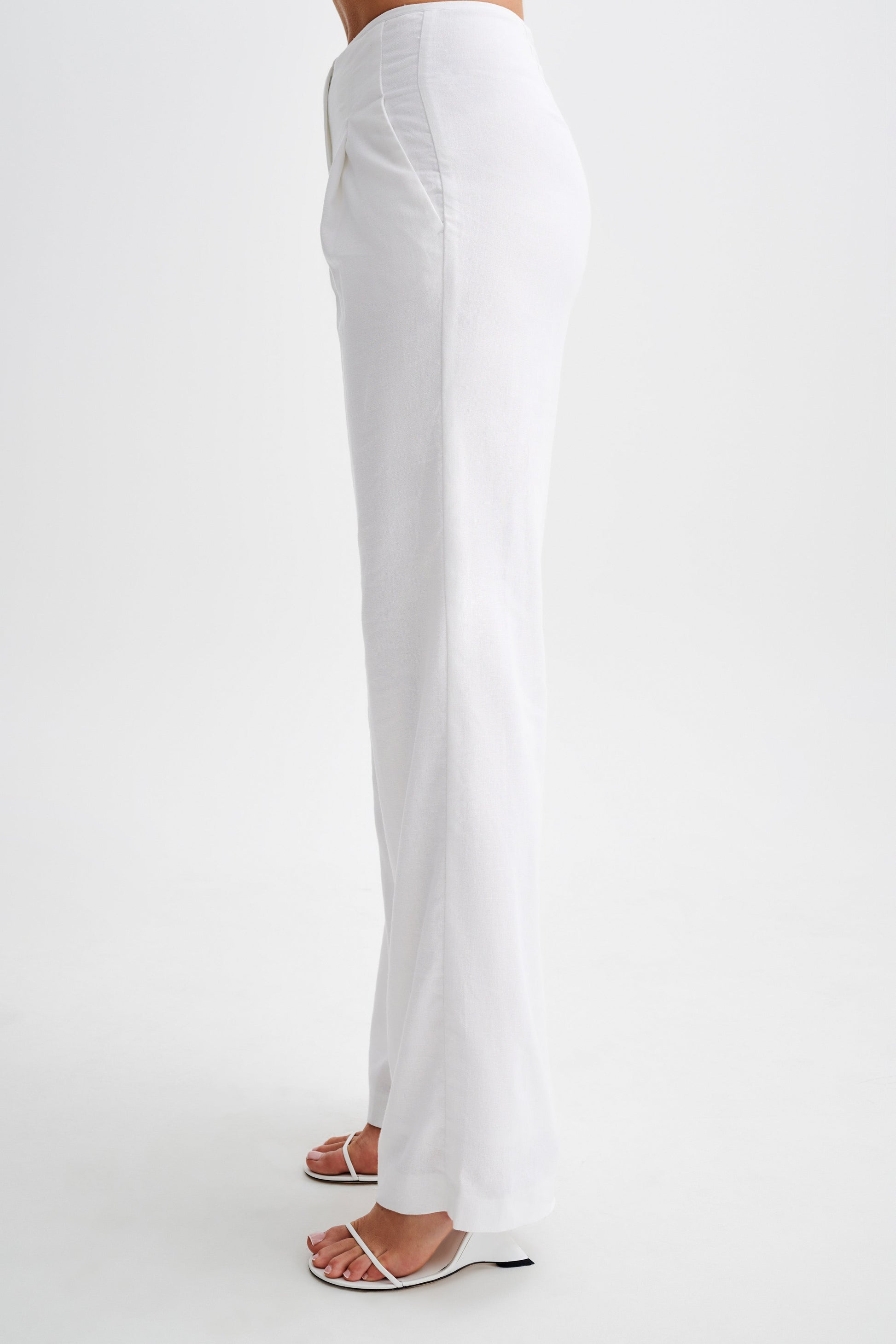Adrina Straight Leg Linen Pant - White #6