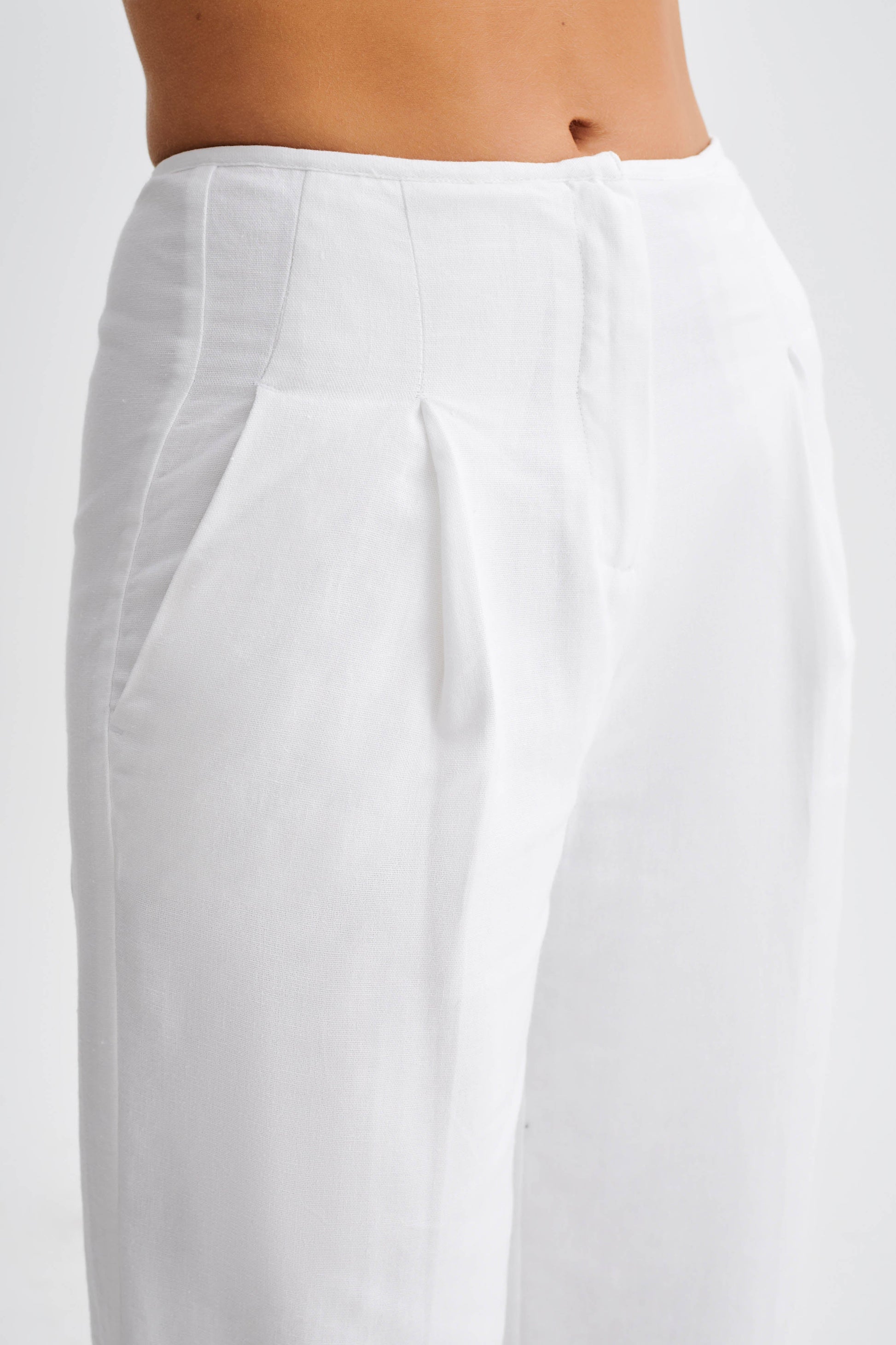 Adrina Straight Leg Linen Pant - White #2
