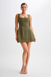 Lysandre Crepe Mini Dress - Military Olive