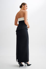 Micah Contrast Suiting Strapless Top - Black