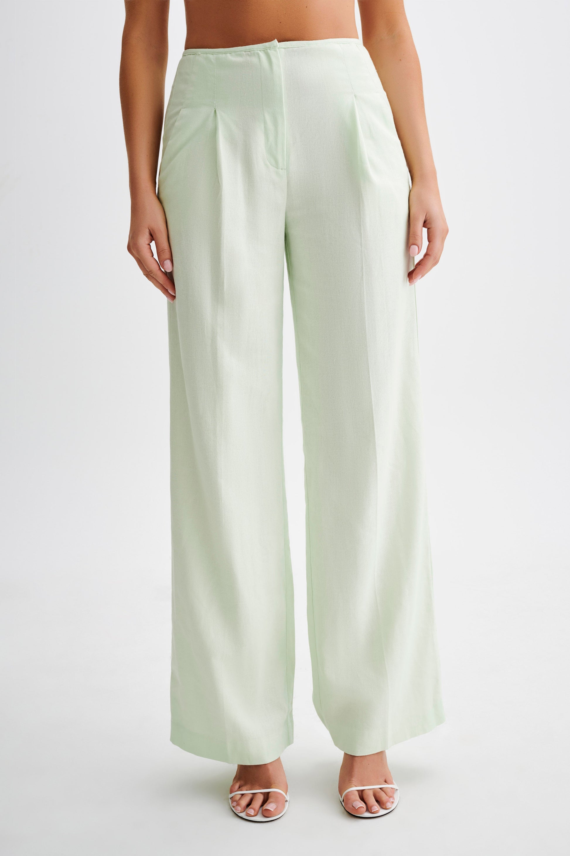 Adrina Straight Leg Linen Pant - Mint #2
