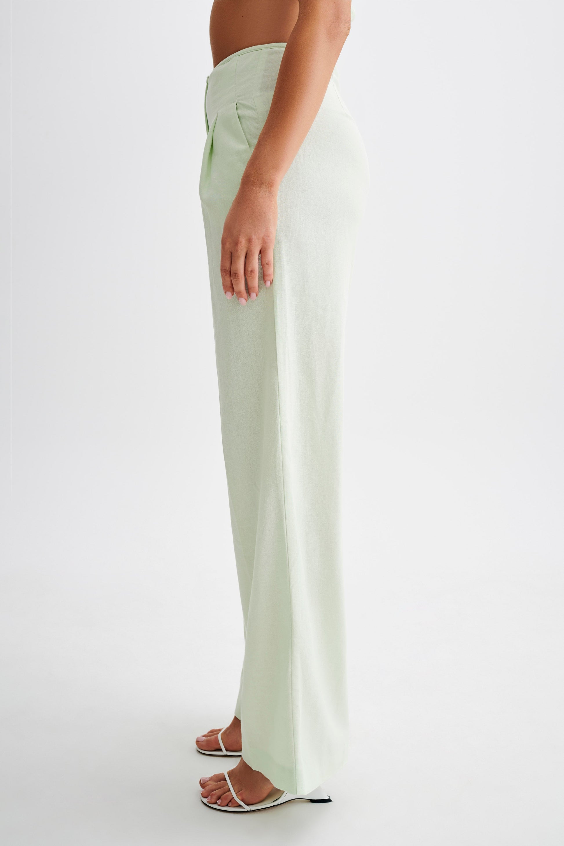 Adrina Straight Leg Linen Pant - Mint #11