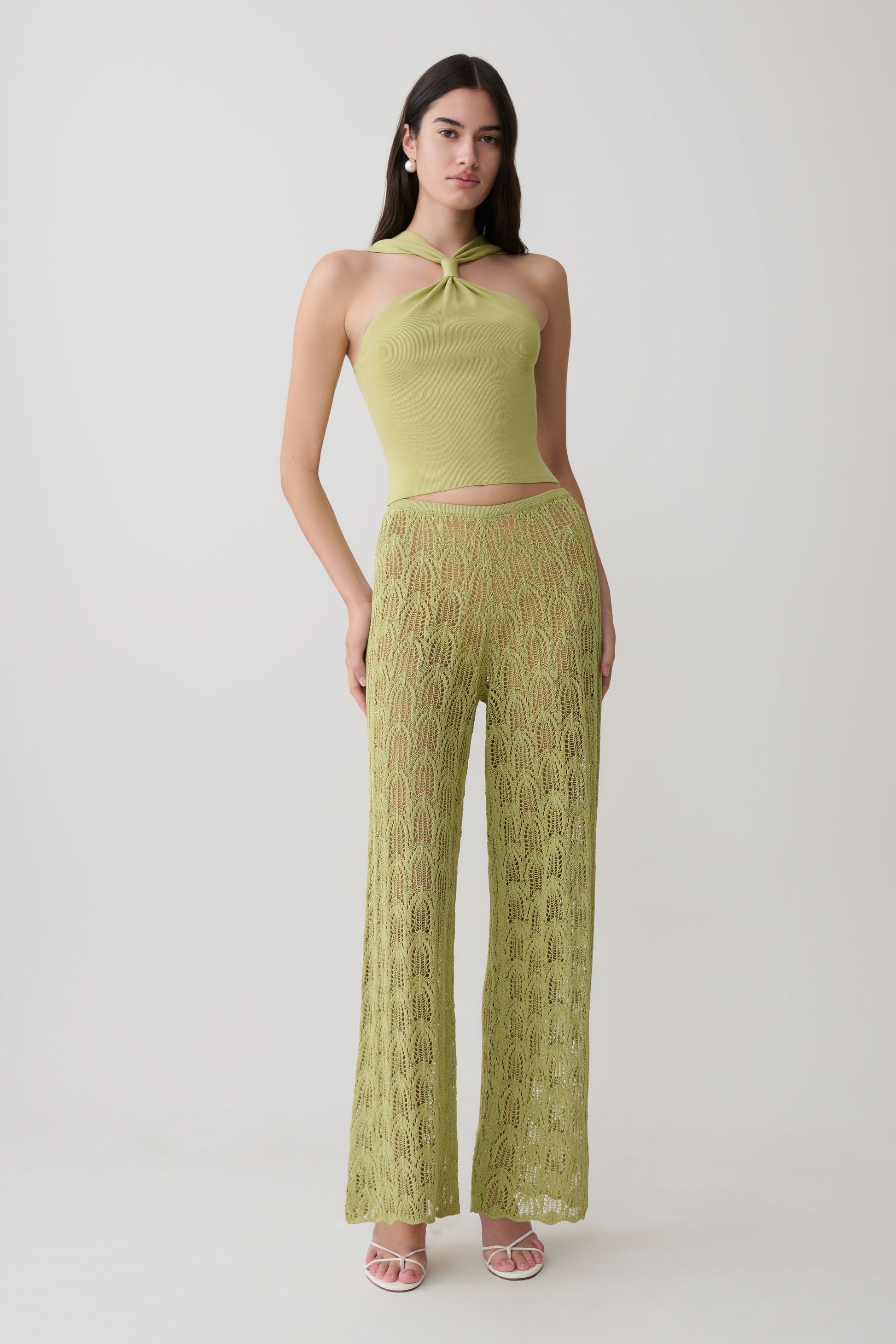 Glinda Crochet Pants - Light Olive #4