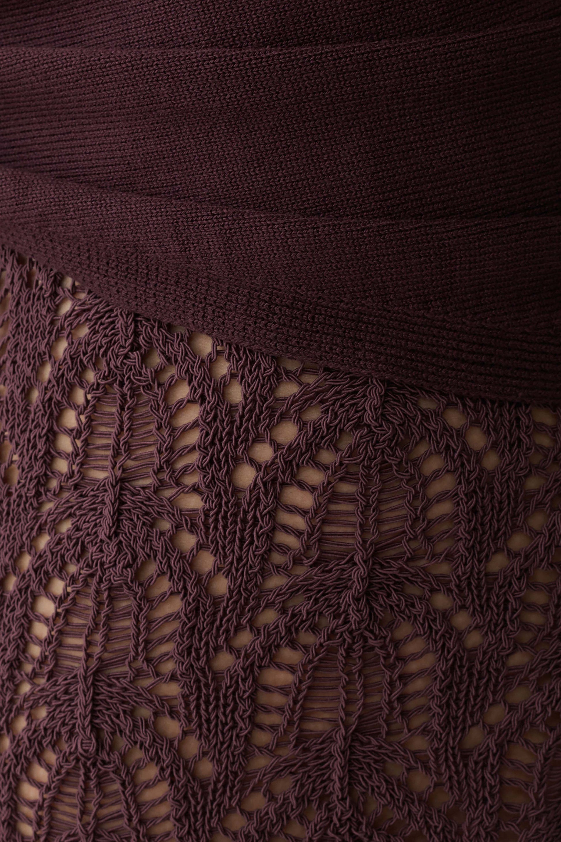 Liora Crochet Shorts With Knit Overlay - Chocolate #7