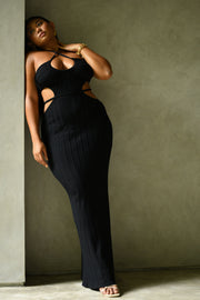 Minerva Cut Out Knit Maxi Dress - Black