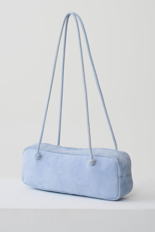 Mia Barrel Bag - Pale Blue Suede