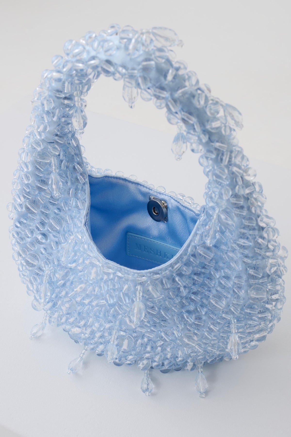 Amara Pearl Teardrop Beaded Bag - Pale Blue #2