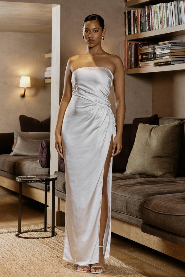 Aminah Draped Strapless Maxi Dress - Ivory