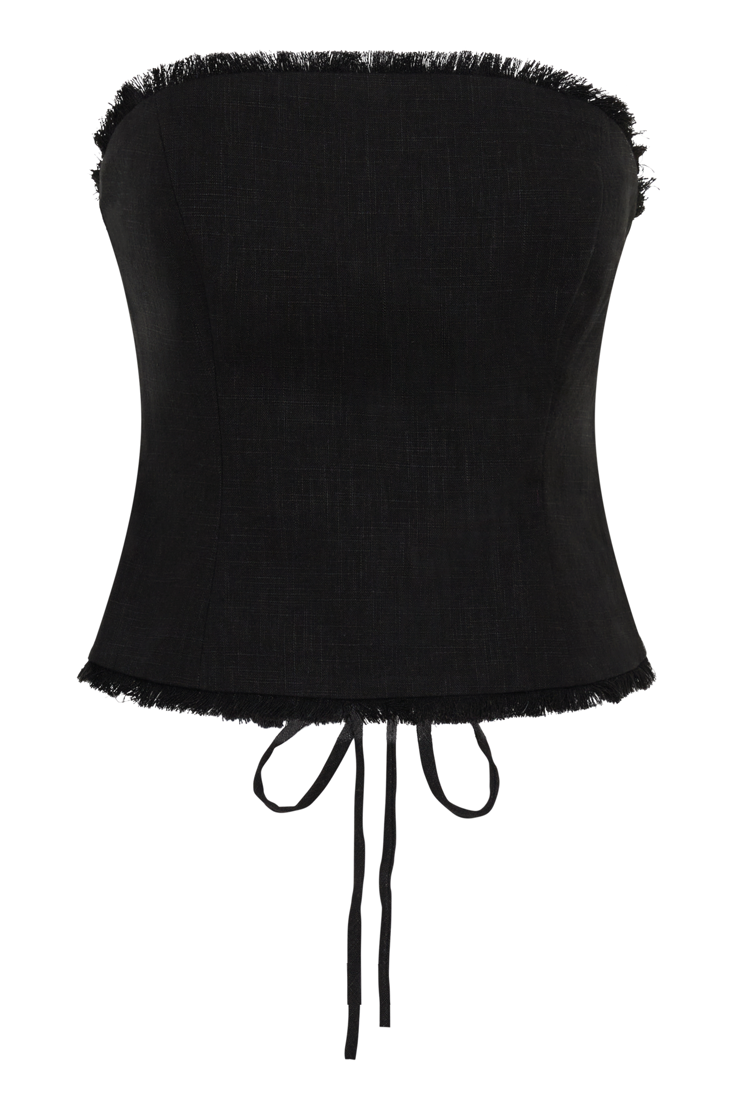 Annie Strapless Tie Back Linen Top - Black #9