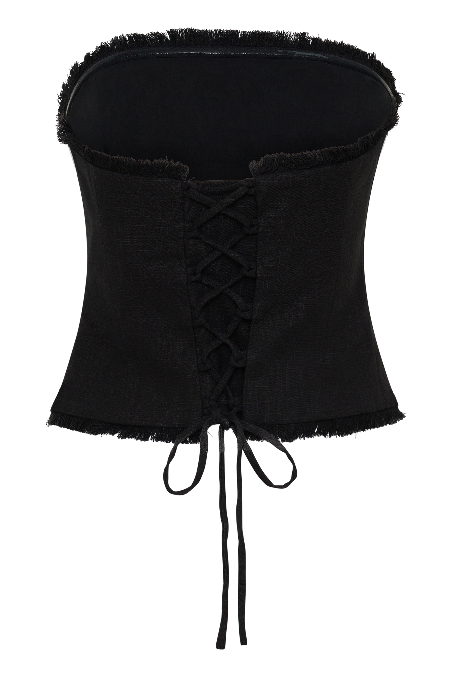 Annie Strapless Tie Back Linen Top - Black #8