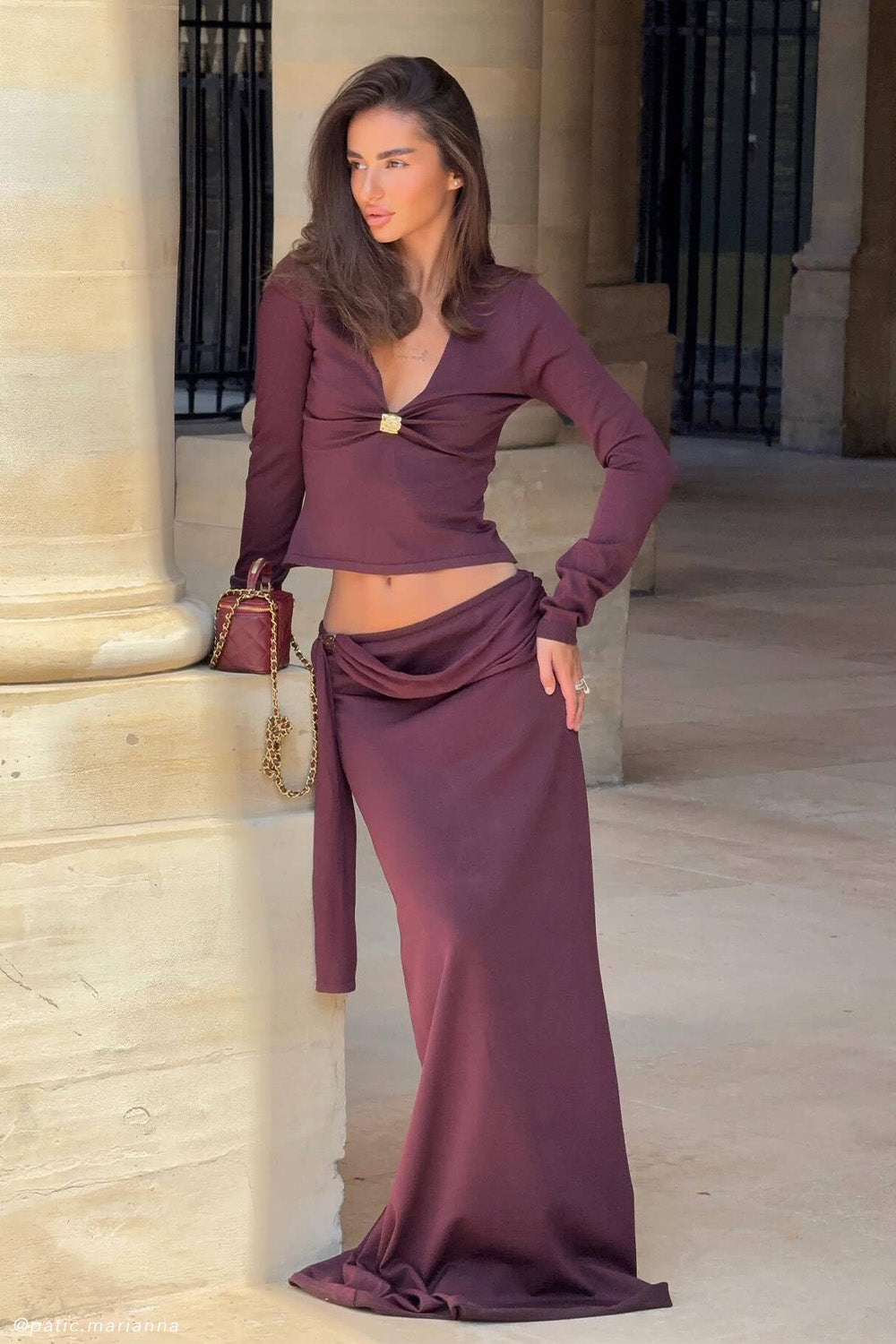 Bowie Low Rise Knit Maxi Skirt - Dark Chocolate #6