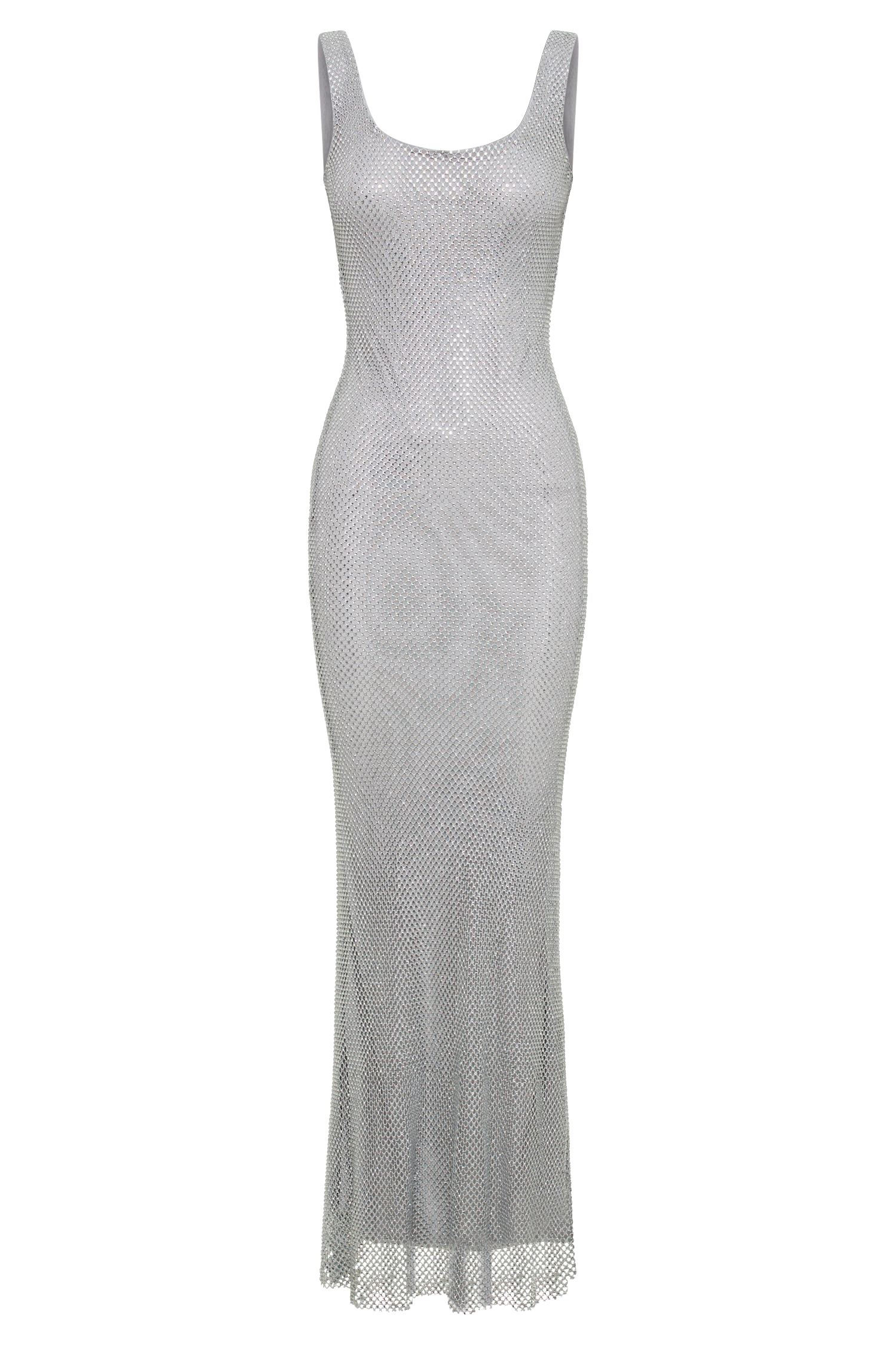 Annika Diamante Mesh Maxi Dress - Silver #13