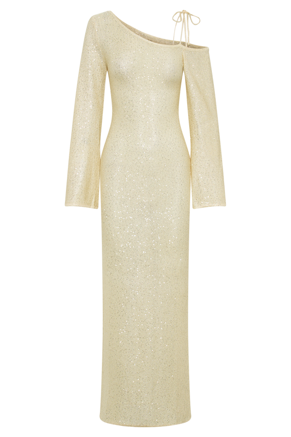 Kaylen Sequin Knit Maxi Dress - Lemon