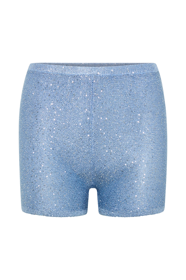 Huntley Sequin Knit Shorts - Cornflower Blue