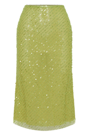 Brynne Sequin Midi Skirt - Parakeet Green