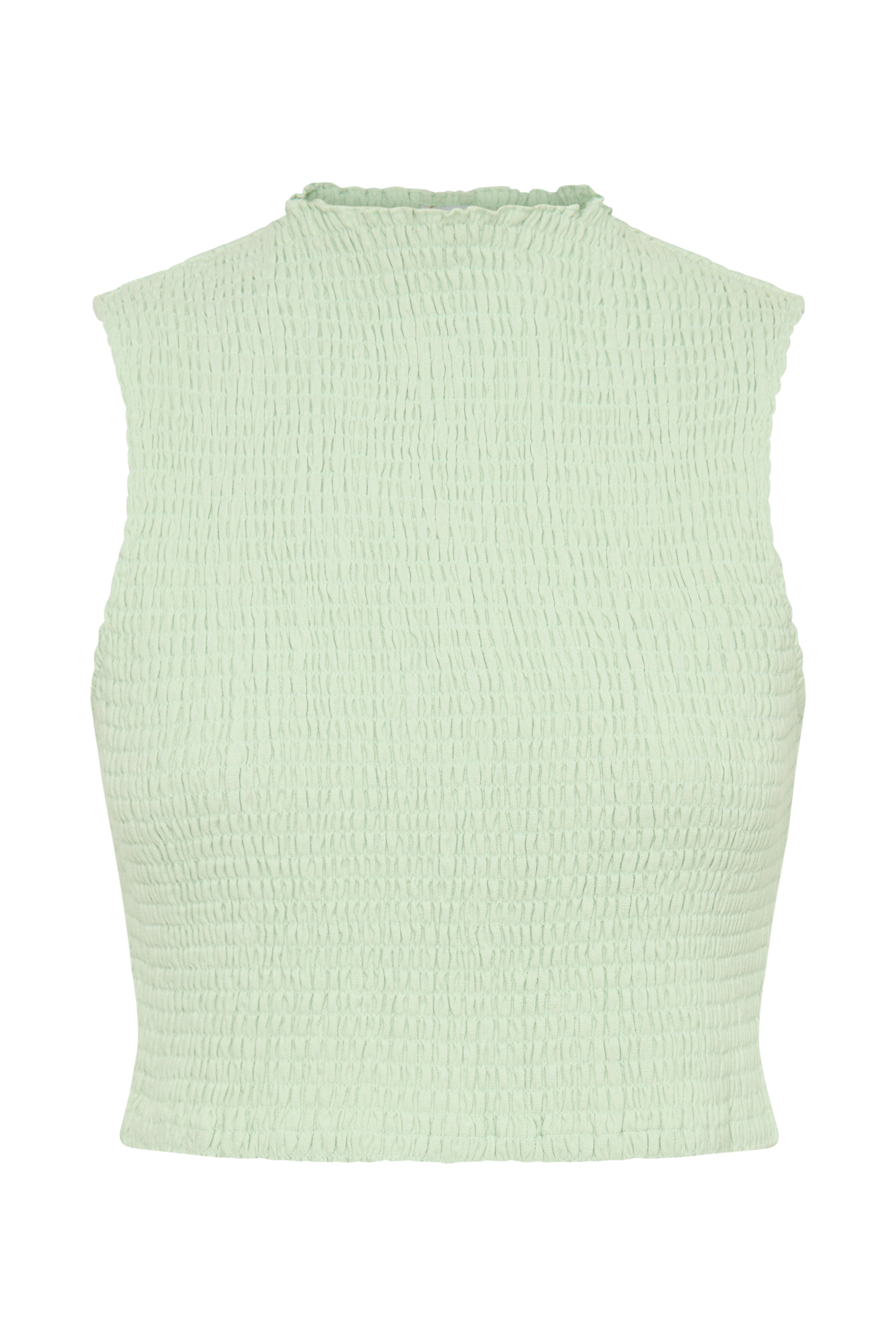 Emanuelle Sleeveless Linen Shirring Top - Mint | MESHKI