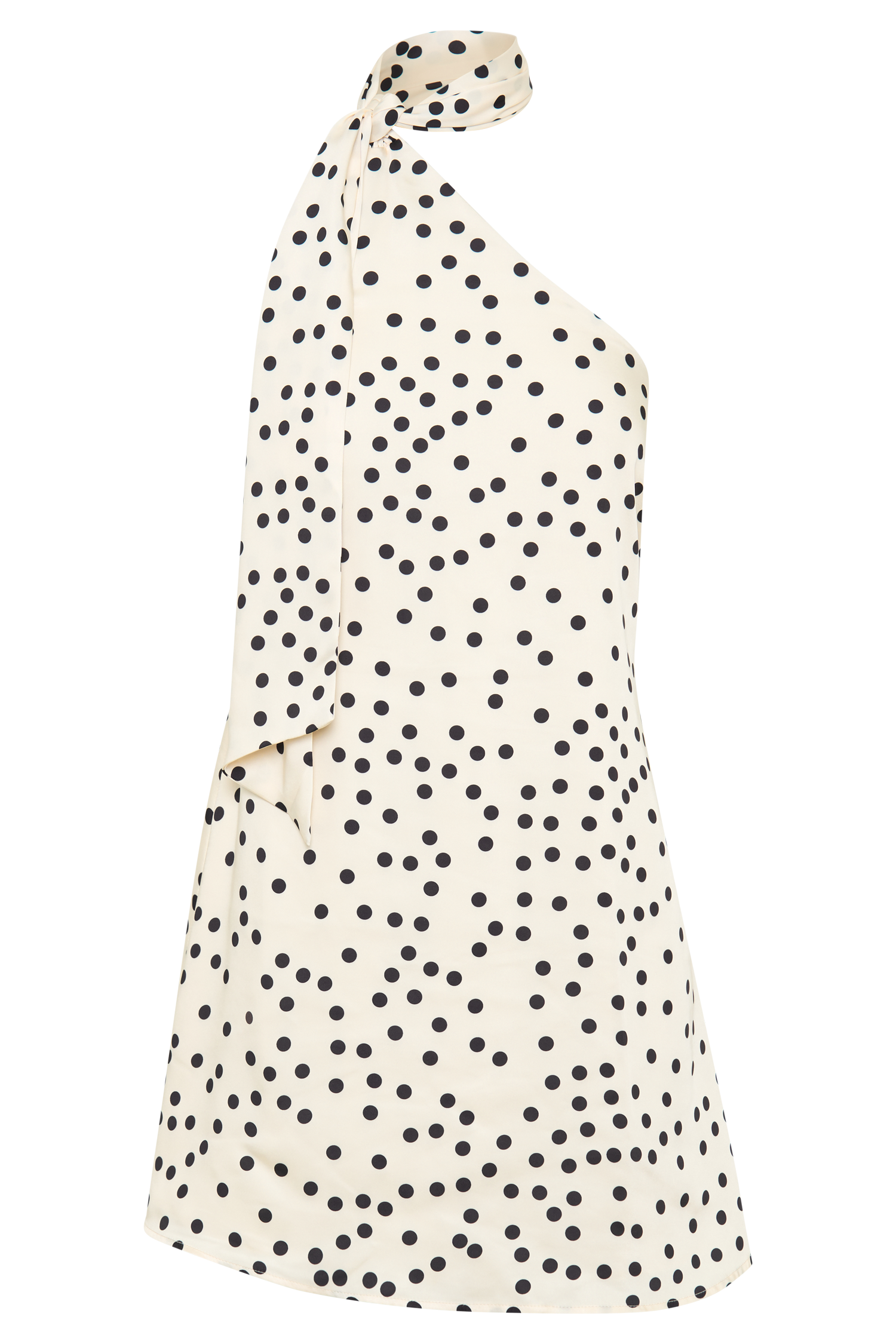 Joan Satin Asymmetrical Mini Dress - Polkadot #11