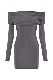 Nicky Off Shoulder Slinky Mini Dress - Charcoal