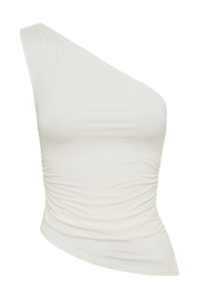 Sarah One Shoulder Modal Asymmetric Top - White