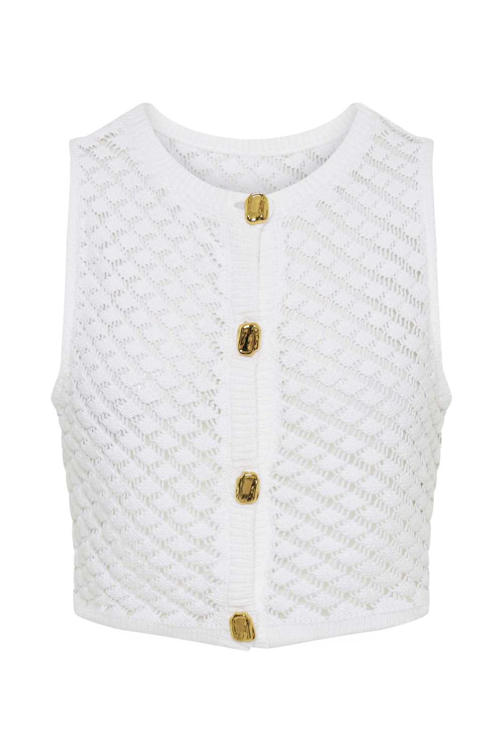 Lorenza Crochet Button Down Crop Top - Ivory