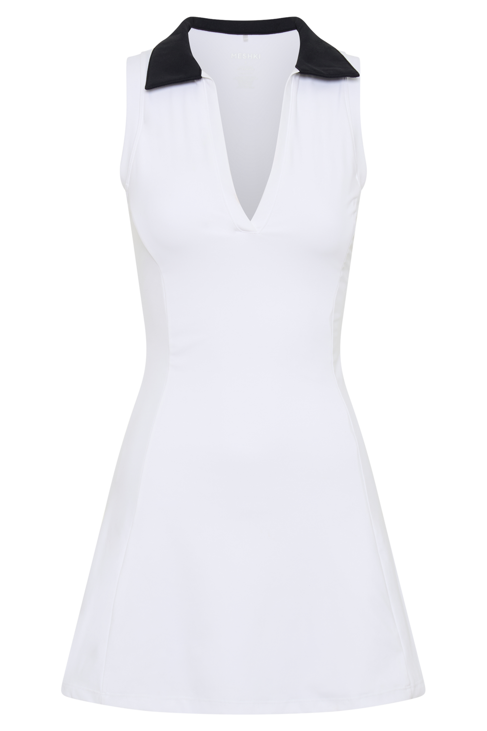 Estelle Sleeveless Collared Active Mini Dress - Black/White