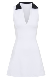 Estelle Sleeveless Collared Active Mini Dress - Black/White