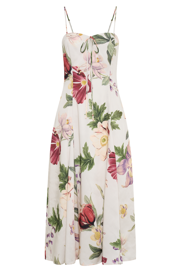 Luciana Satin Midi Dress - Bella Rosa Print