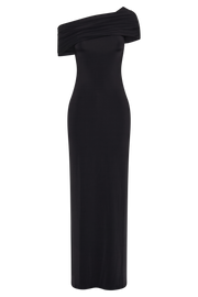 Cassandra Off Shoulder Slinky Maxi Dress - Black