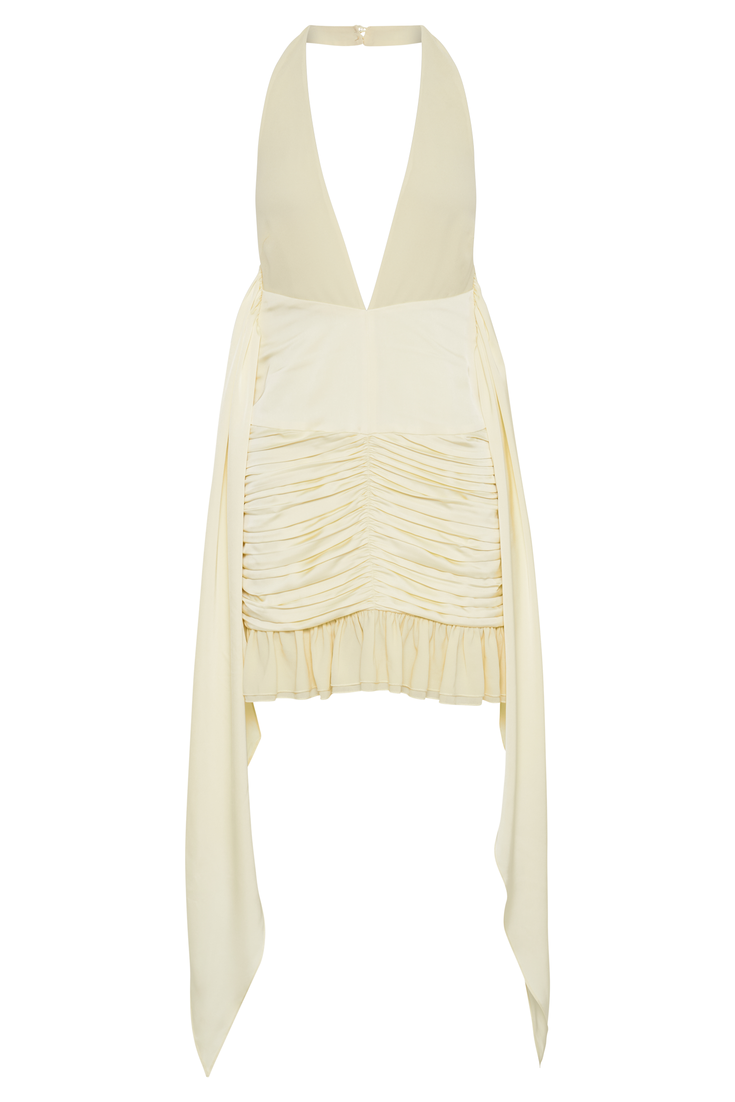 Ambrosi Satin Chiffon Mini Dress - Lemon Sherbet | MESHKI