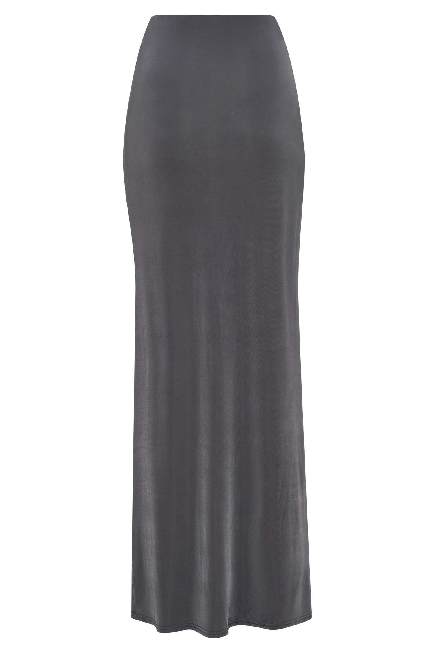 Bronwyn Slinky Ruched Maxi Skirt With Split Charcoal MESHKI