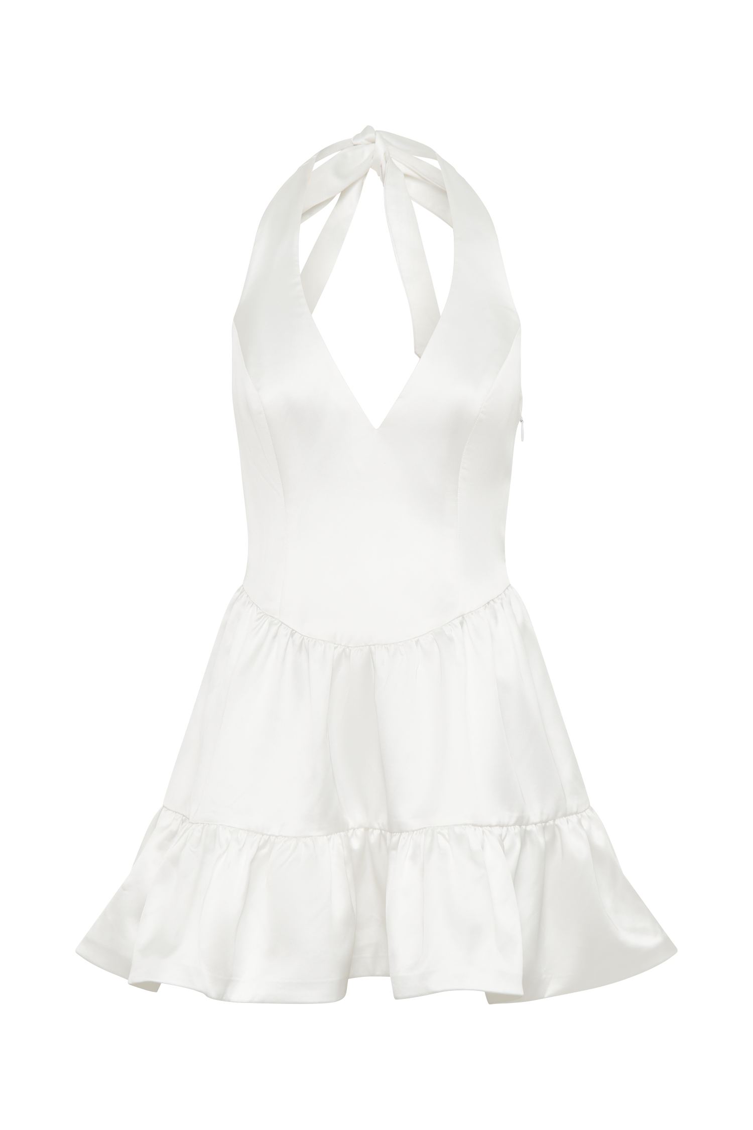 Holly Satin Structured Halter Mini Dress - White #14