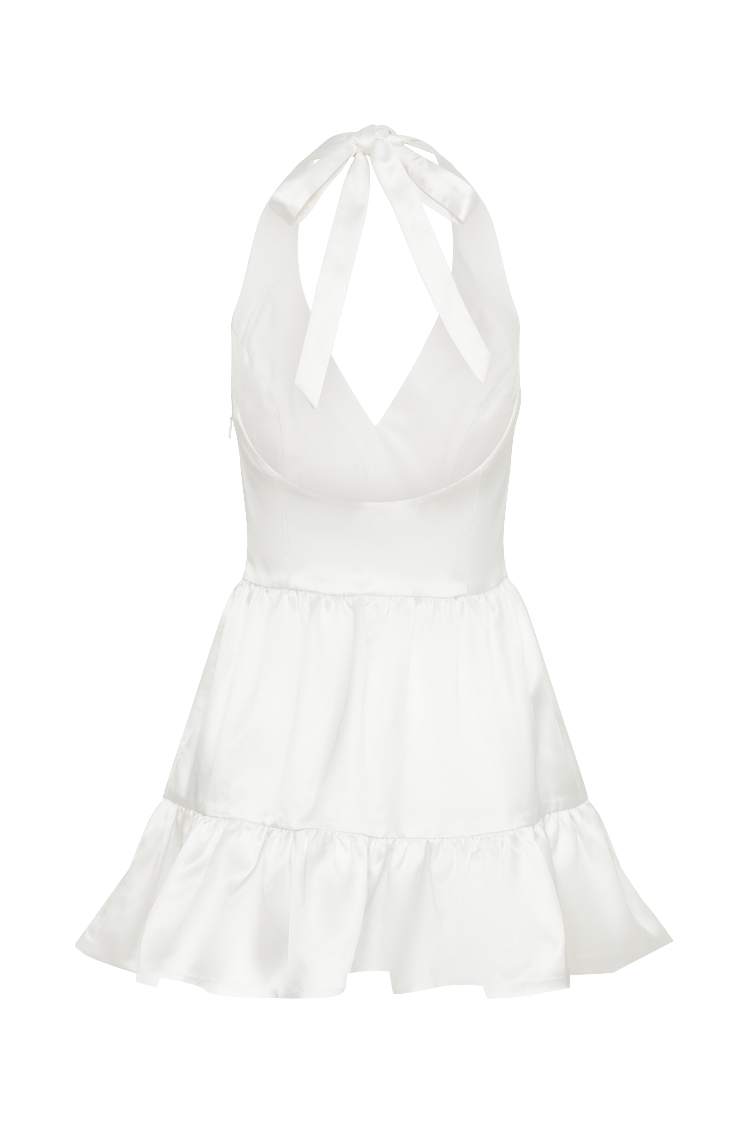 Holly Satin Structured Halter Mini Dress - White #13