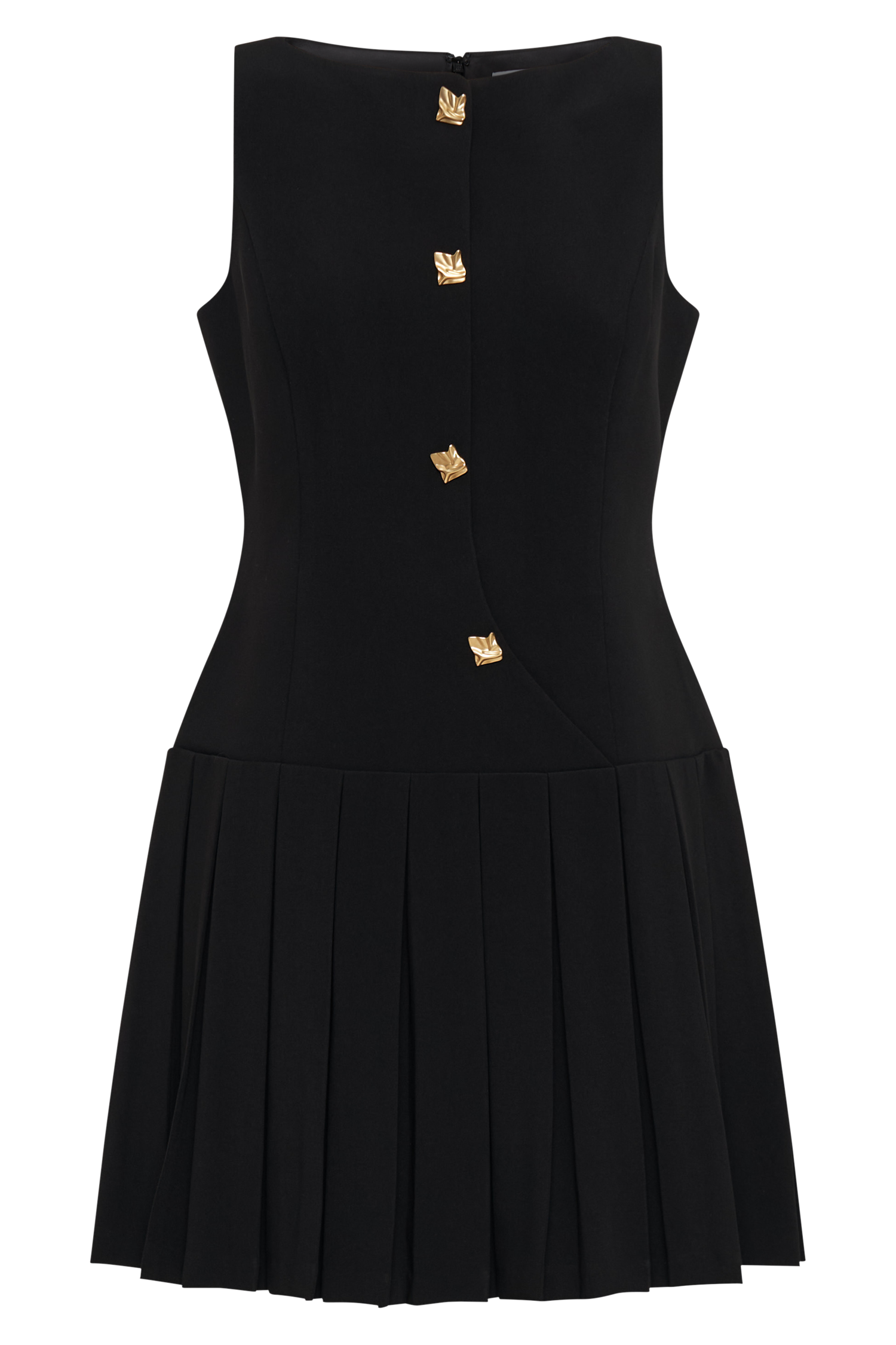 Mackenzie Sleeveless Pleated Mini Dress Black MESHKI