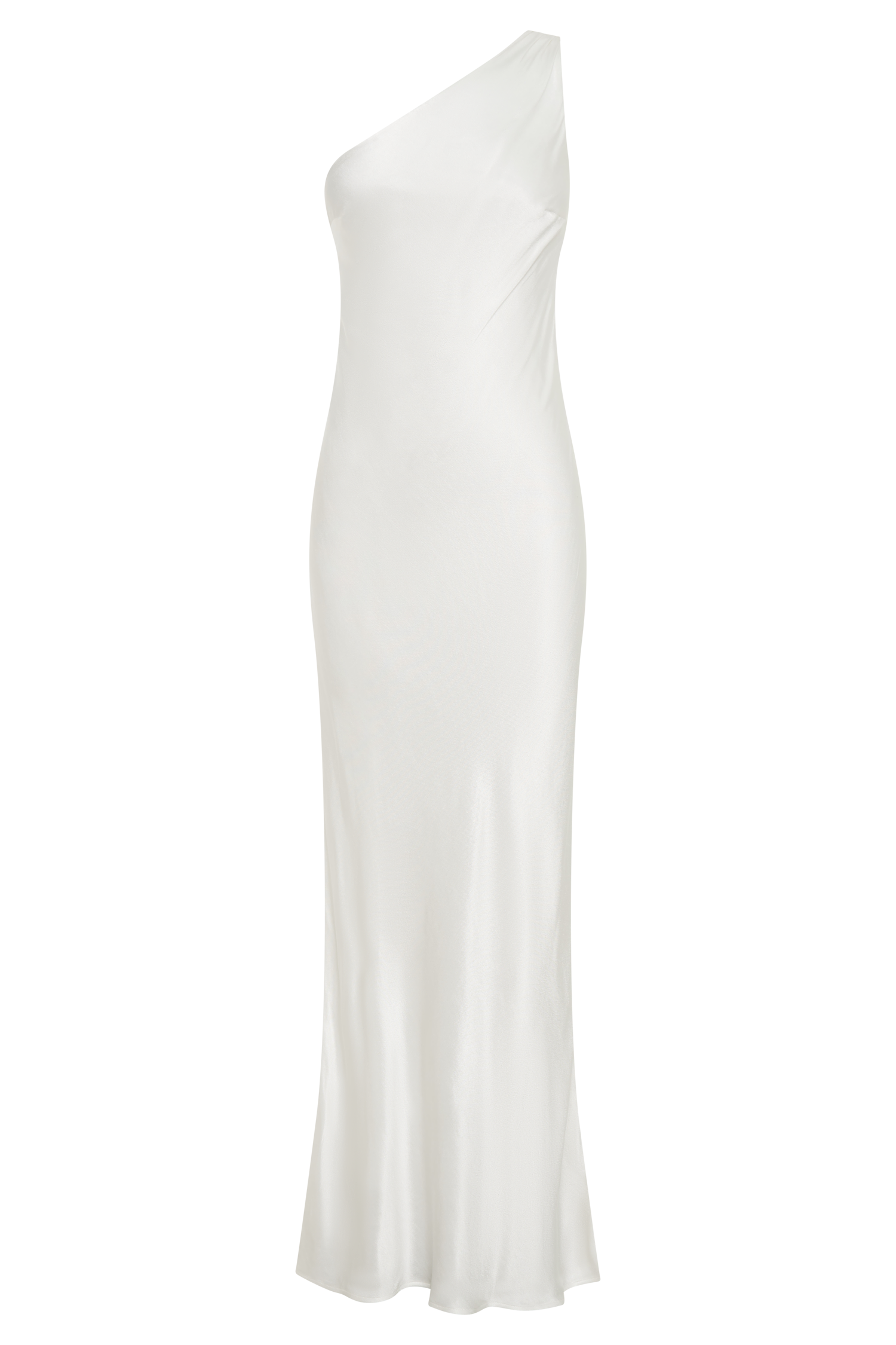 Camille One Shoulder Satin Maxi Dress - White #9