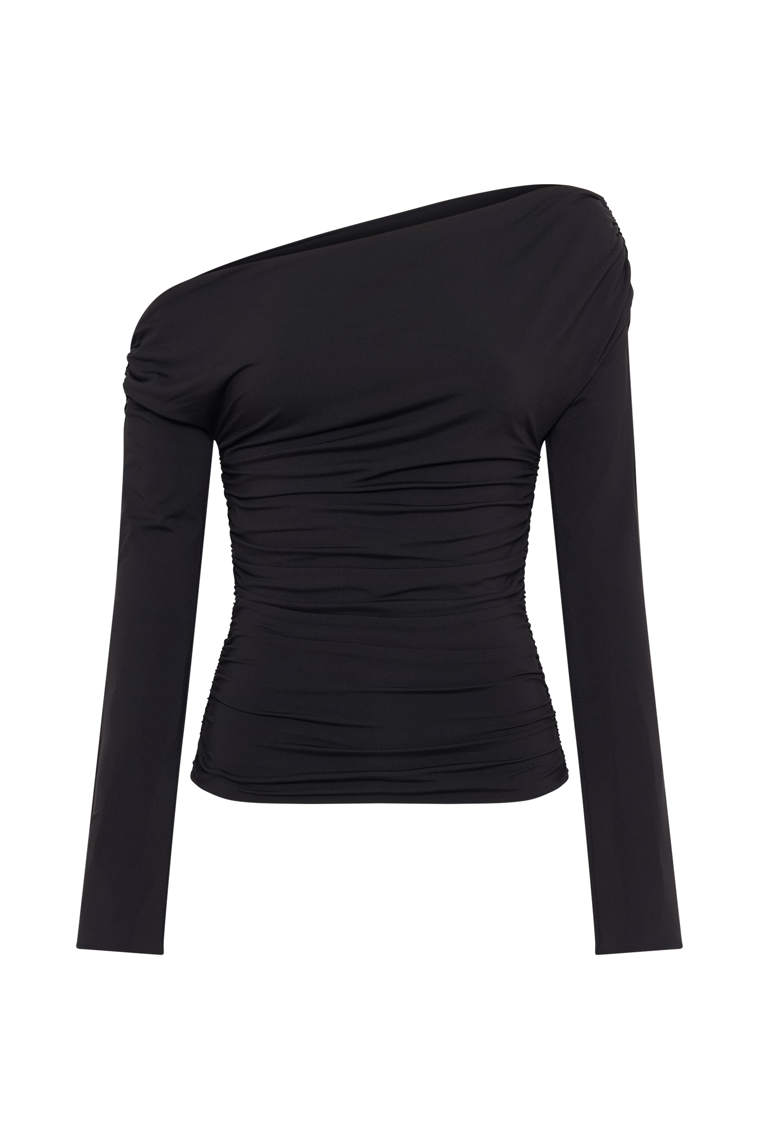 Alayna Long Sleeve Recycled Nylon Ruched Top - Black #7