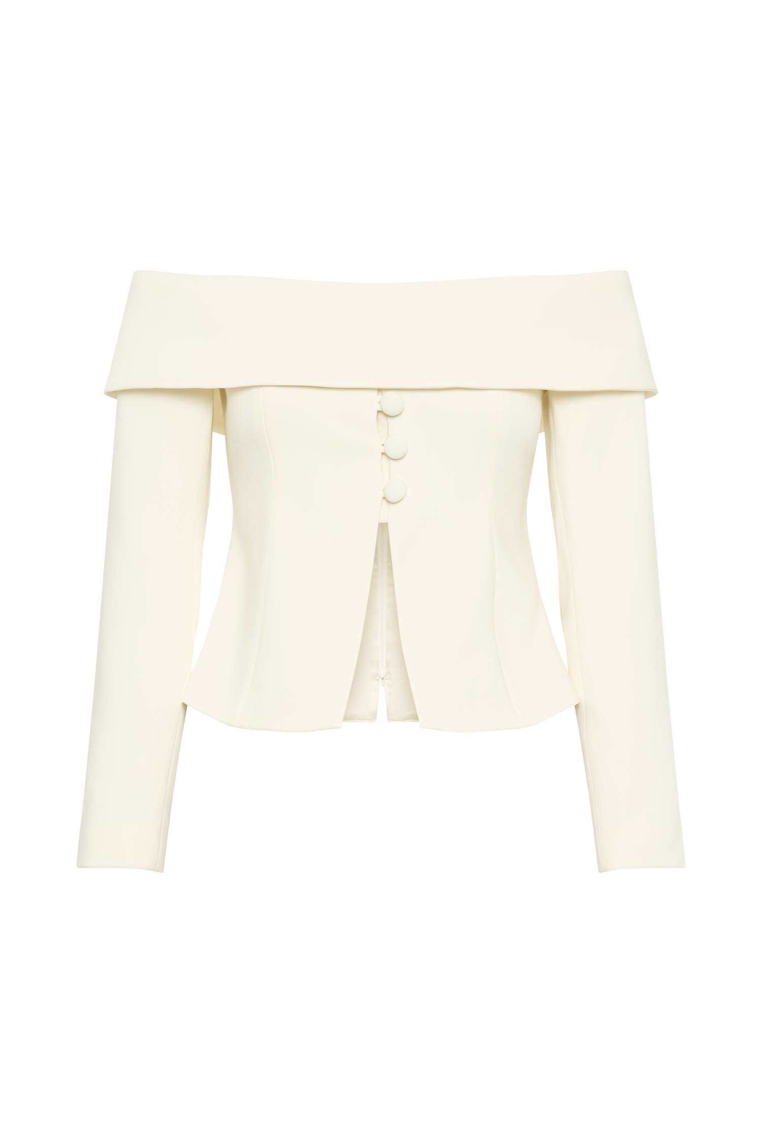 Celene Off Shoulder Jacket - Ivory | MESHKI