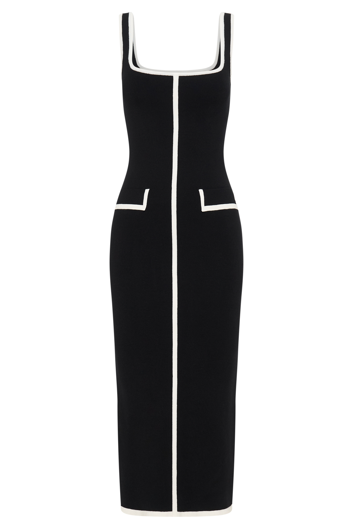 Eimear Contrast Knit Midi Dress - Black/White #10