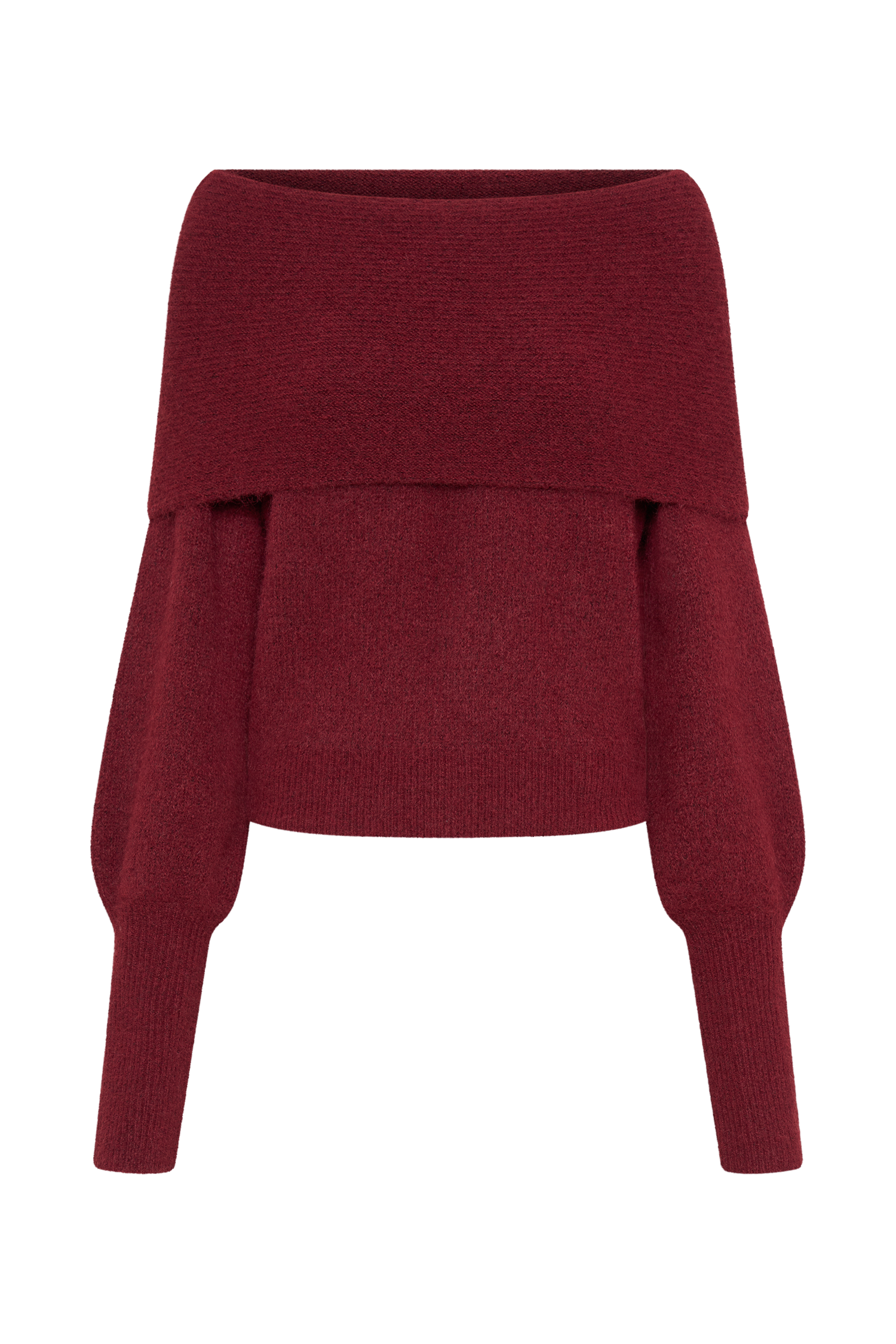 Charlotte Off Shoulder Knit Long Sleeve Top Merlot MESHKI