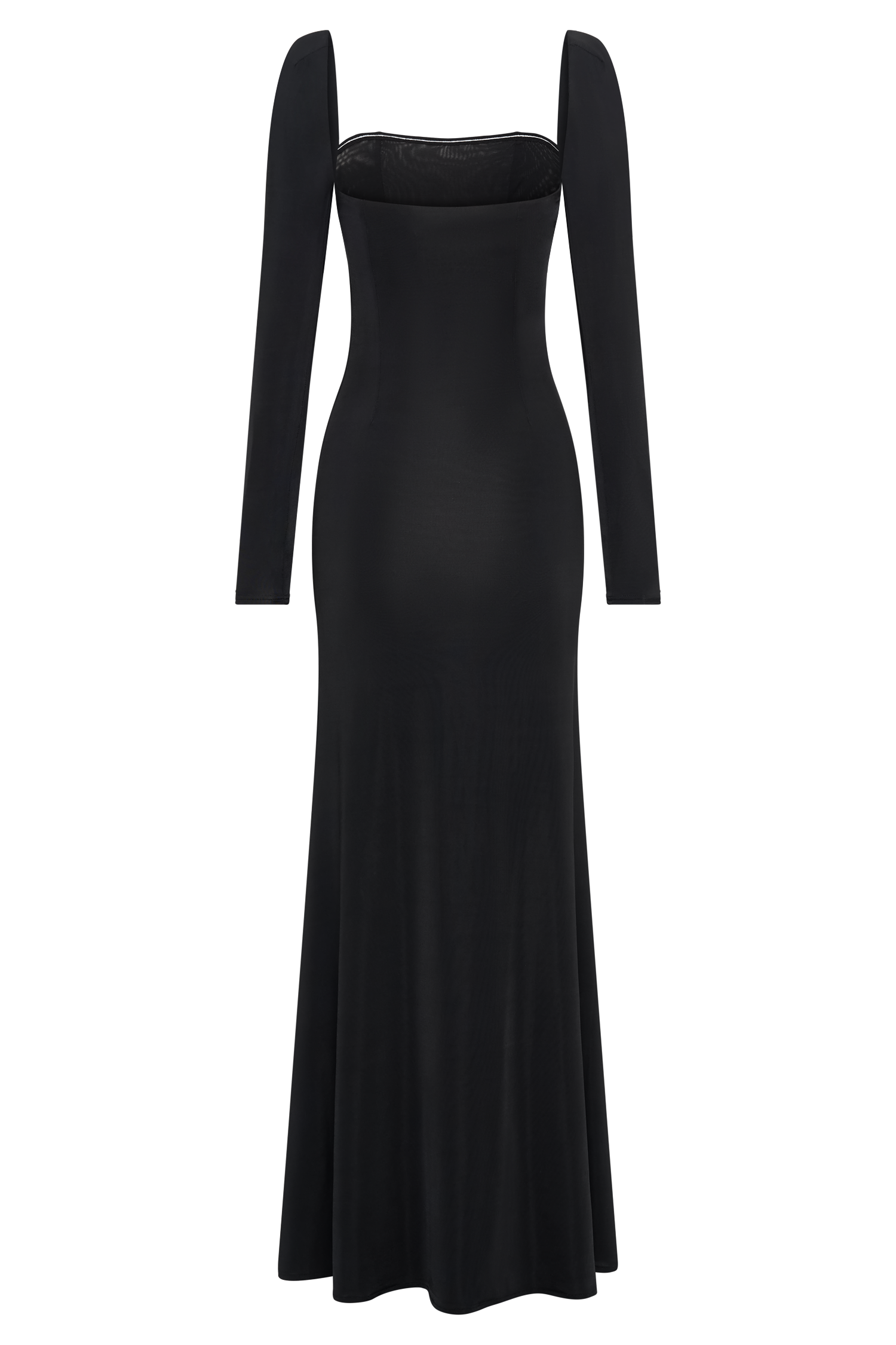 Desirie Slinky Long Sleeve Maxi Dress With Split - Black #7