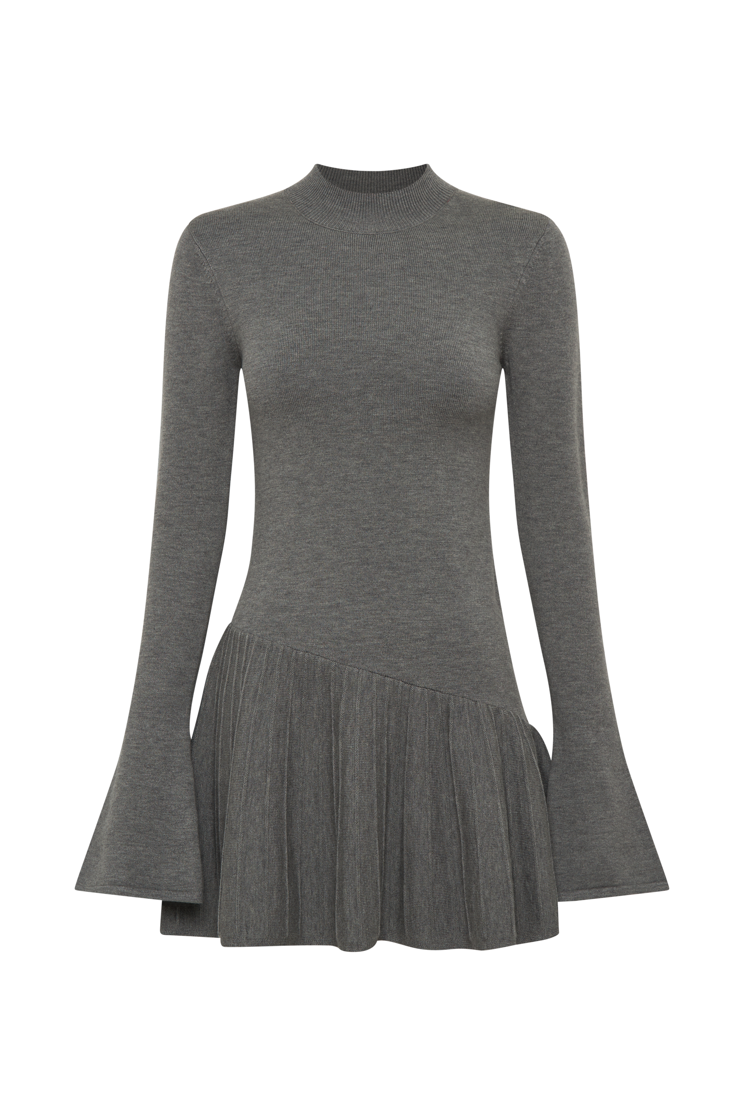 Blair Knit Mini Dress With Pleats - Charcoal | MESHKI