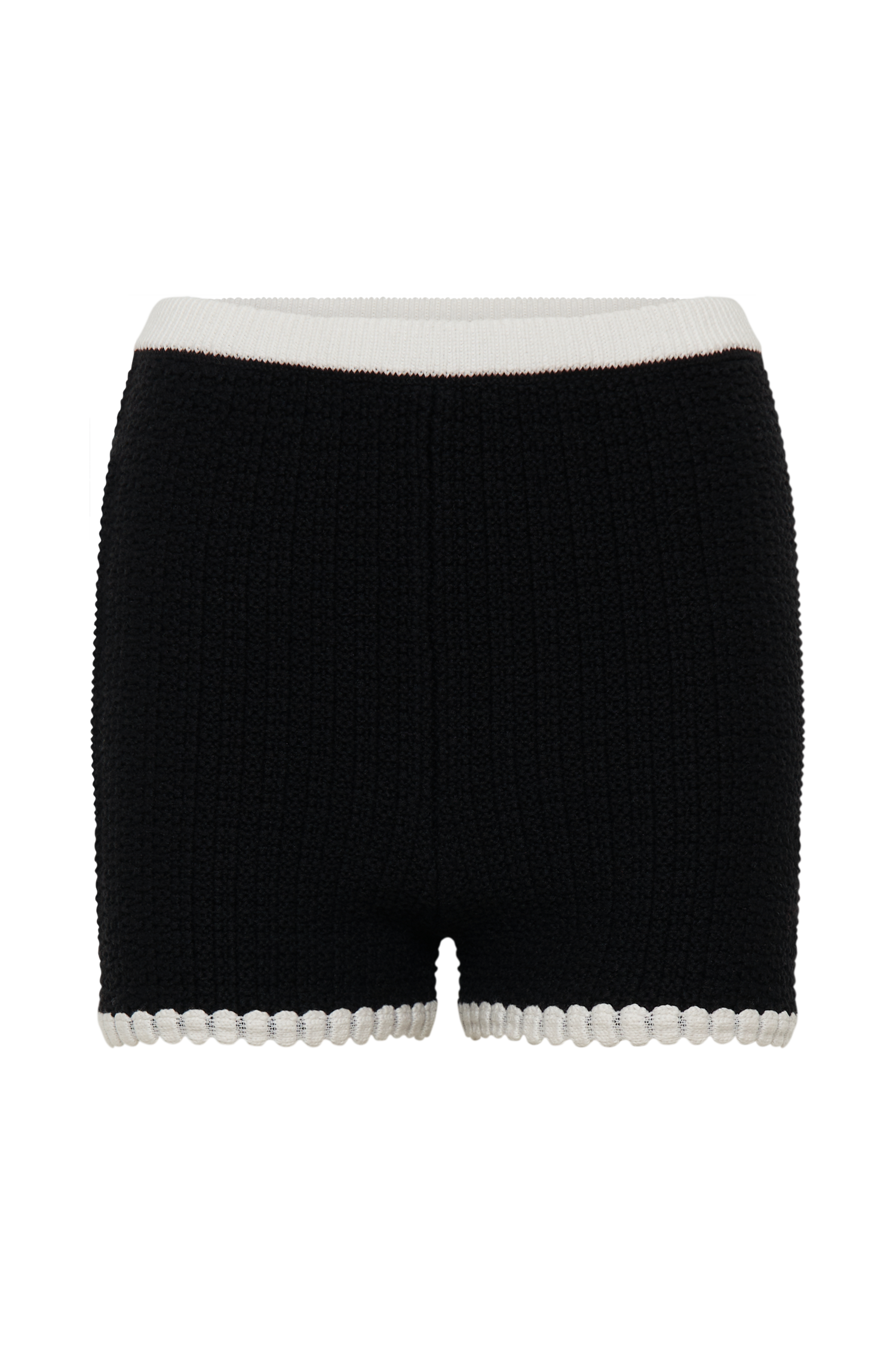 Saffron Contrast Knit Shorts - Black/White | MESHKI
