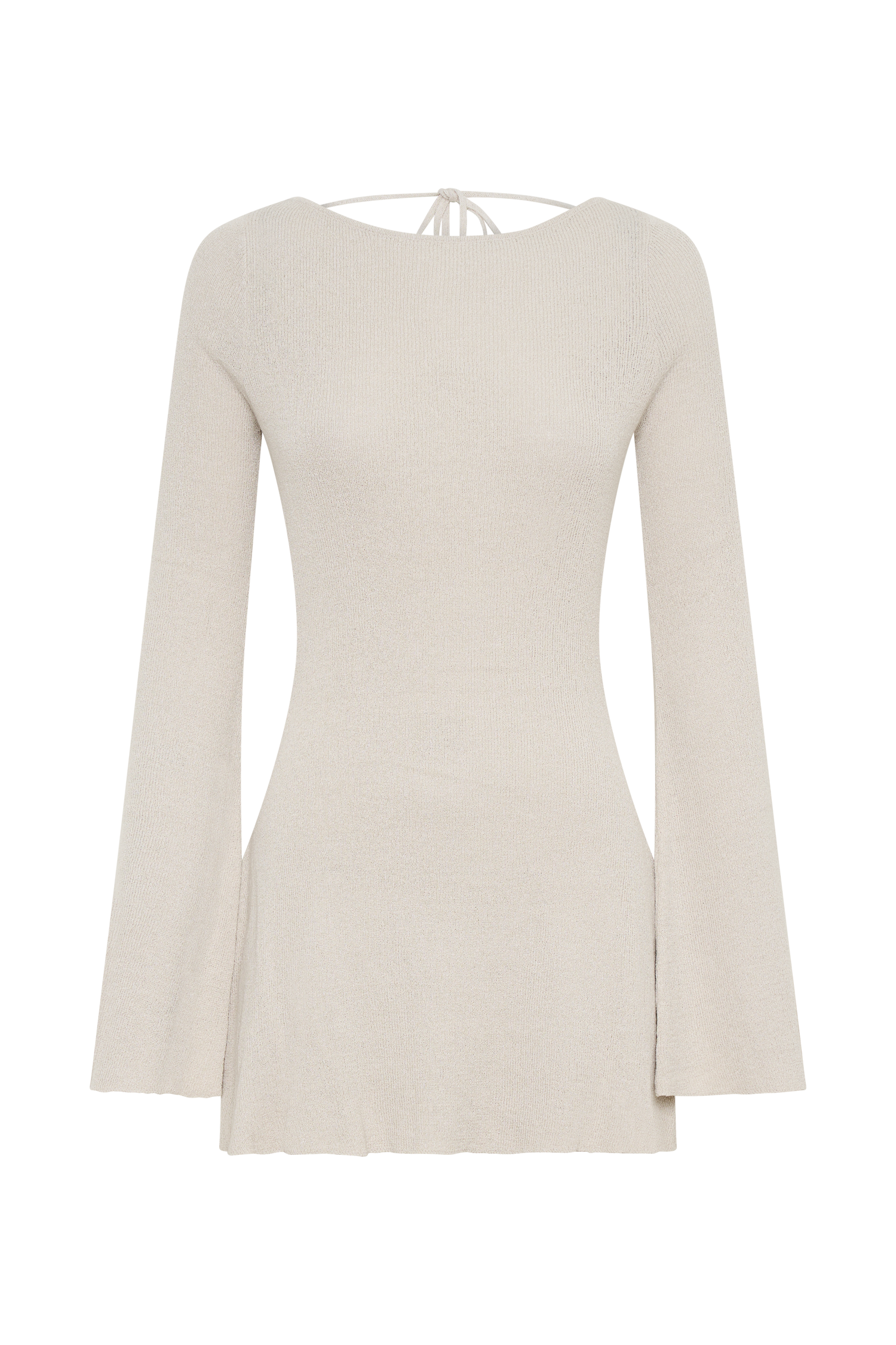 Zahra Long Sleeve Open Back Mini Knit Dress Grey MESHKI