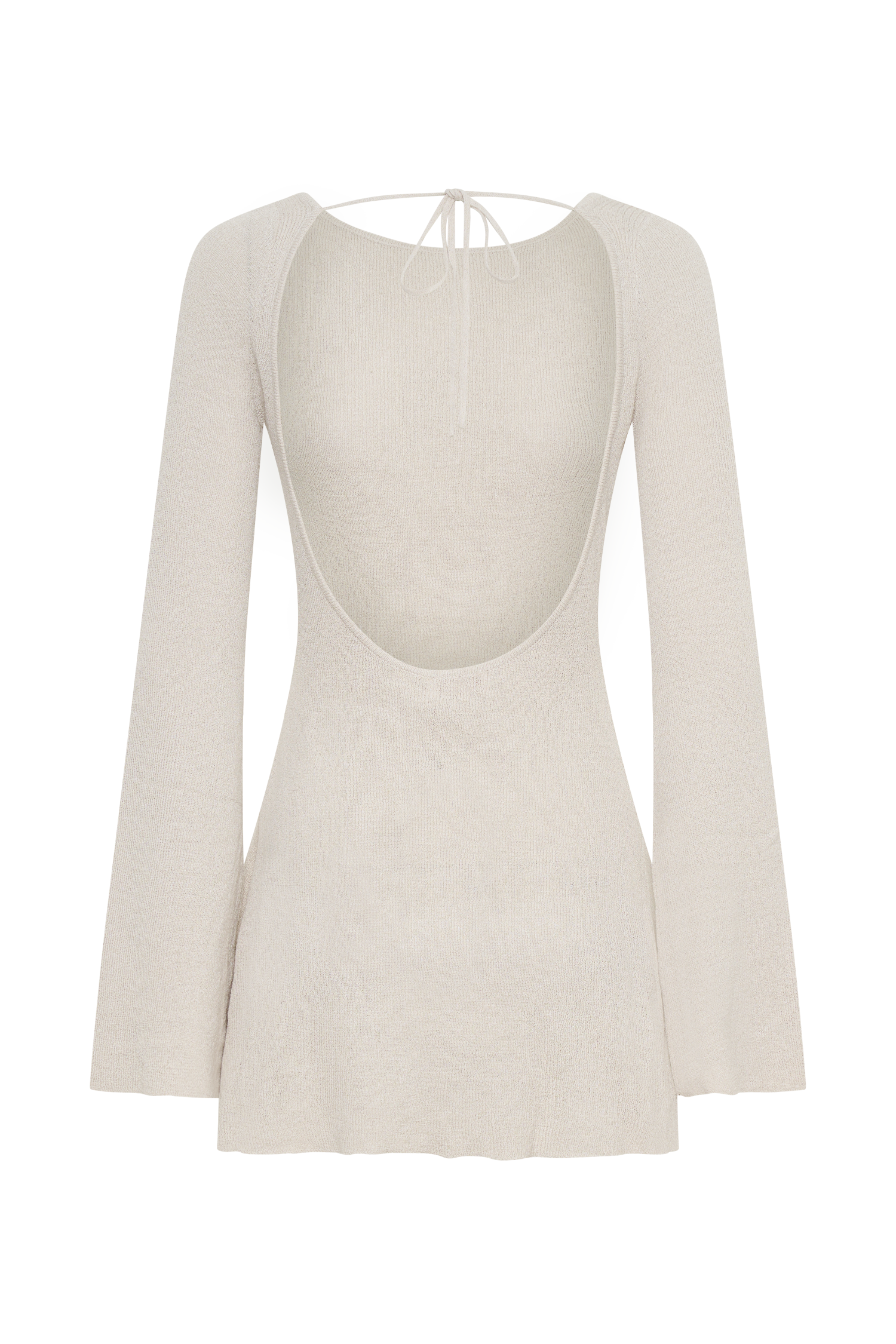 Zahra Long Sleeve Open Back Mini Knit Dress Grey MESHKI