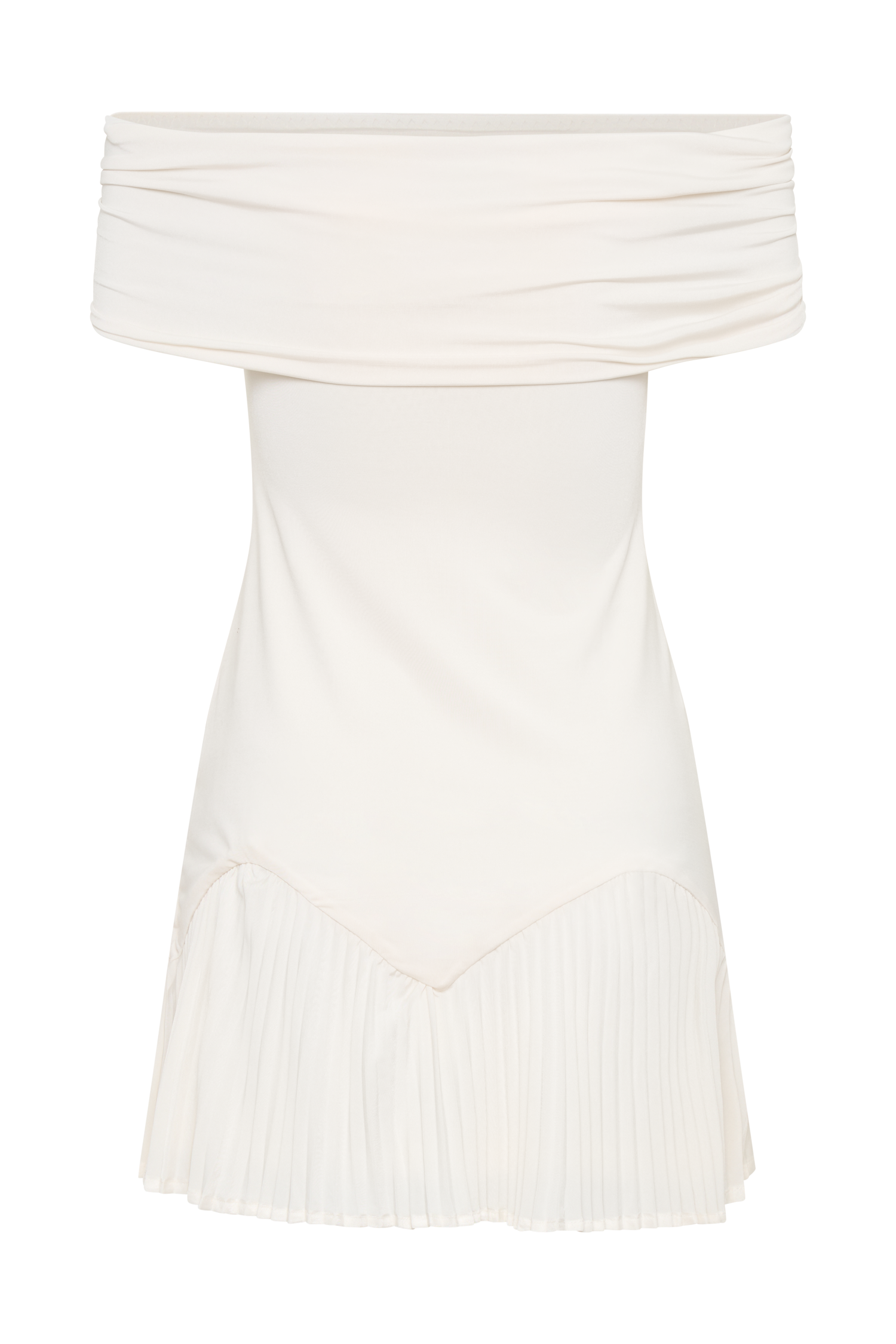 Melina Slinky Off Shoulder Mini Dress - Ivory #11