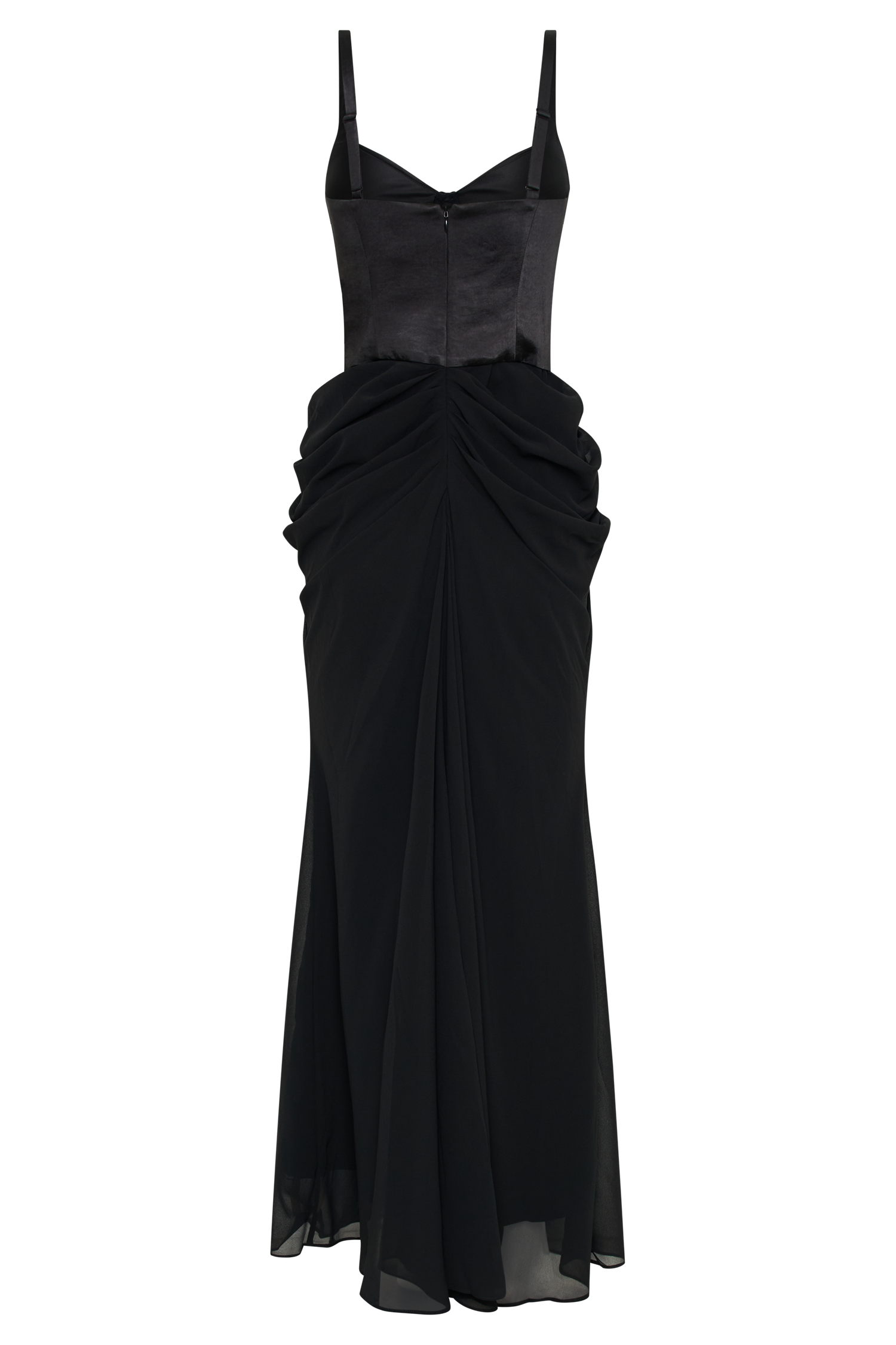 Leila Satin Corset Maxi Dress Black MESHKI - Main Image