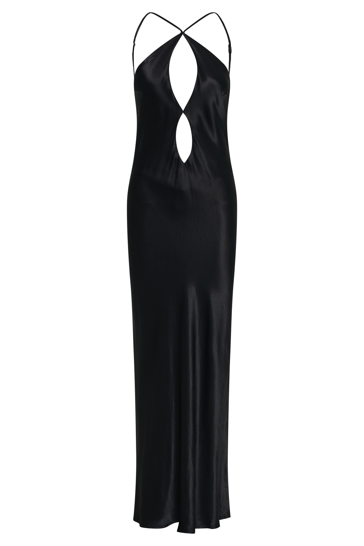 white christmas dresses Lucia Satin Cut Out Maxi Dress - Black